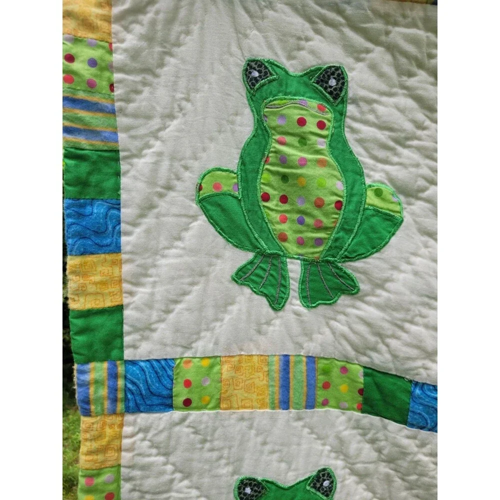 Freddie Frog Baby Quilt Donna Sharp Applique Bright Green Soft
